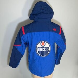 The North Face Edmonton Oilers Stitch On Blue and Red Performance Jacket